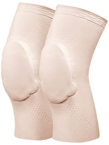 Takingup Ginocchiere per ballerini - Sensazione invisibile con cuscino in silicone, ginocchiere traspiranti e antiscivolo per danza classica, yoga, cheerleader (Beige, S) - Tutore per ballerini