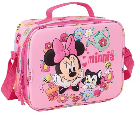 Safta MINNIE MOUSE - Porta Merienda Térmico 3D, Nevera para Frío y Calor, Nevera Impermeable, Nevera para Excursión, 25x9x19.5 cm
