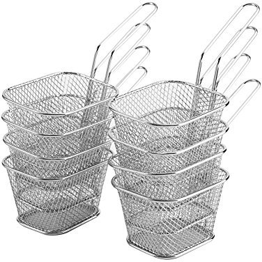 Yosoo 8/16/40Pcs Mini Panier à Frites Rond Individuels en Acier Inonxydable Plats de Service à Frites Idéal pour Cuisine (8Pcs)