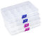 Opret 4 Pcs Bead Storage Box, 15 Grids Plastic Jewellery Organisers Small Clear Containers with Adjustable Dividers Compartment Craft Case, Size 17x9.5x2cm