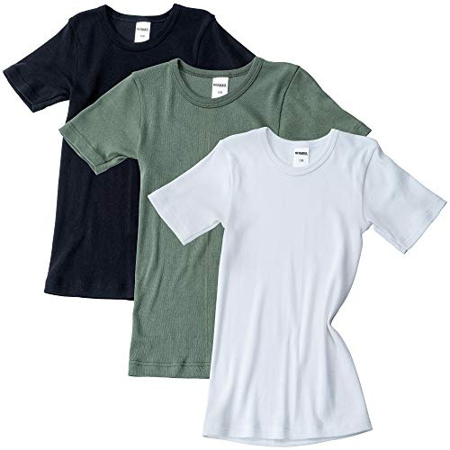 HERMKO 2810 3er Pack Kinder Kurzarm Unterhemd für Mädchen + Jungen aus Bio-Baumwolle