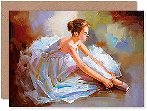 Fine Art Prints CLDT0129 Grußkarte mit Umschlag im Inneren, Motiv: Ballett-Tanzschuhe, Premiumqualität, grau|braun, 12,5 x 17,5 cm
