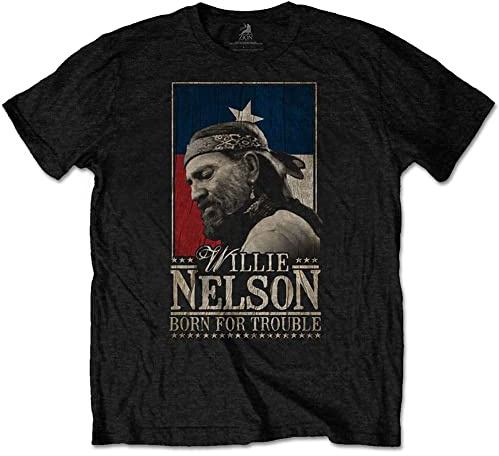 Willie Nelson Men's Born for Trouble Slim Fit T-Shirt Black