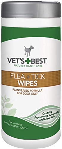Vet's Best Flea and Tick Wipes for Dogs, Targeted Flea & Tick Application, Multi-Purpose Flea Treatment for Dogs - 50 Wipes