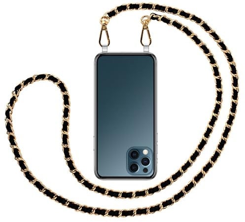 Jalouza Extrakordel für Handykette, Lanyard, Schlüsselband - Kette, PPM-Kordel - Made in Berlin, Maße 165cm x 0,6cm (Kette Amber in Gold-Schwarz)