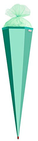 ROTH Bastelschultüte 85cm Mint sechseckig - Schultüte mit Stabiler Rot(h)-Spitze mit Tüll-Verschluss