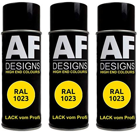 Alex Flittner Designs 3x RAL Lackspray Autolack Buntlack Spraydose RAL1023 VERKEHRSGELB glänzend