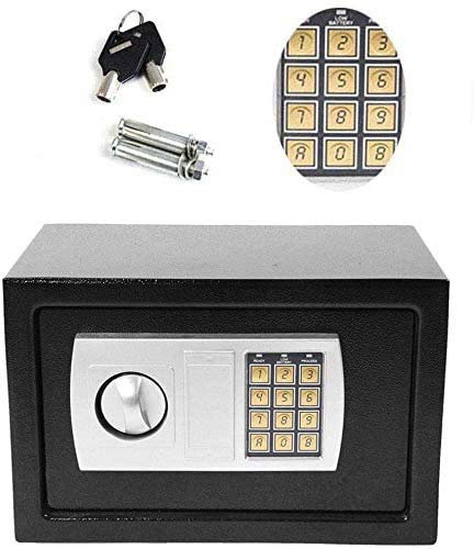Mittel Safe Tresore Feuerfest Elektronisch Geldtresor 8.5L mit digitaler Tastatur 2 Tasten 200x310x200MM Wandtresor Zahlenschloss Safe für zu Hause Schwarz Stahlsafe