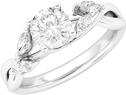 THELANDA Bague de fiançailles en argent sterling torsadée en forme de vigne de saule 1,0 ct avec imitation diamant avec marquise, Argent Argent sterling Argenté Argent sterling Faux diamant, Diamant