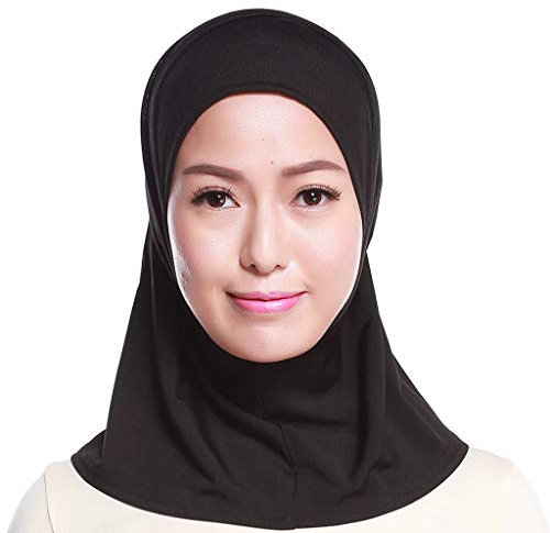 WOWOWO Damen Hijab muslimische Baumwolle Mini Hijab Kopftuch Vollfarbige Vollabdeckung Innenkappe Wickelschal Turban