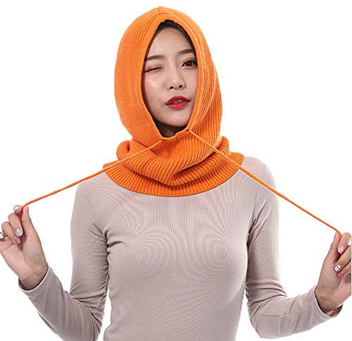 Yekeyi Winterhaube, gestrickt, aus Kaschmir, Skimaske, Outdoor-Mütze, für Damen, Orange, One size
