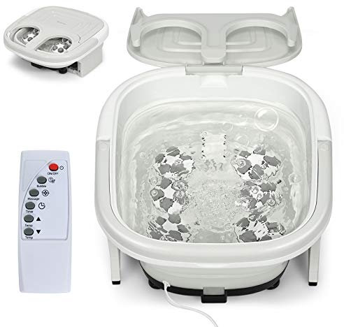 COSTWAY Fußbad Massagegerät klappbar, Elektrische Fußbadewanne Heizung Shiatsu Rollen Fußmassage Spa / 10-60min Timer / 36-48℃ / 500W / Fernbedienung (Grau)