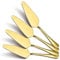 Kyraton Gold Cake Pie Pastry Server Pack of 4, Wedding Cake Knife and Server Set, Stainless Steel Golden Cake Cutter Wedding Cake Cutting Set, Silverware Set, Cake Serving Set (Gold)