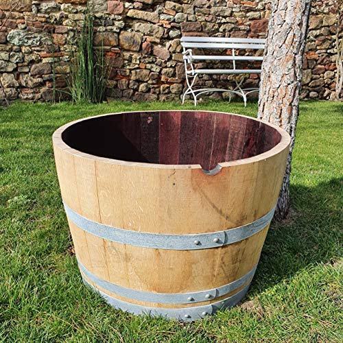 Palatina Werkstatt halbes Eichen-Holzfass, Weinfass, Barrique, Holzfass, Blumenkübel, Gartentisch, sehr dekorativ, frostfest