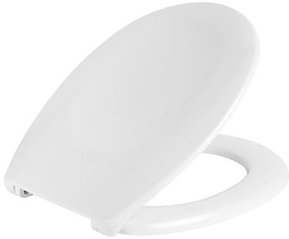 Beldray LA033758 Asiento De Inodoro, Rápido Y Fácil De Ajustar, Asiento De Tocador De Madera Con Cierres De Acero Inoxidable, Comodo, Limpia Con Facilidad, Blanco Con Ranuras