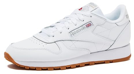 Reebok Classic Leather Sneakers for Women - Black or White Tennis Shoes Womens Size 5 to 12, Footwear White/Pure Grey3/Reebok Gum3, 8.5