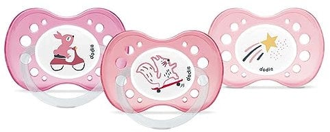 Dodie, Ciucci Anatomici, dai 18 mesi, senza BPA, Resistenti, go girl / Scoiattolo / Stella Cadente, per la Notte, Confezione da 3, 3 Unità