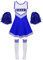 Jowowha Mädchen Cheer Leader Cheerleading Kostüm Schulmädchen Uniform Karneval Fasching Party Halloween Kostüm Kleid mit Pompoms Blau 134-140