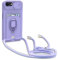 yanasuo Schiebe Kameraschutz Silikon Handykette Hülle kompatibel mit iPhone 6/6S/7/8/SE 2020, Metall Ring Halter Handy Cover,Verstellbarer Halskette Handyhülle-Lila