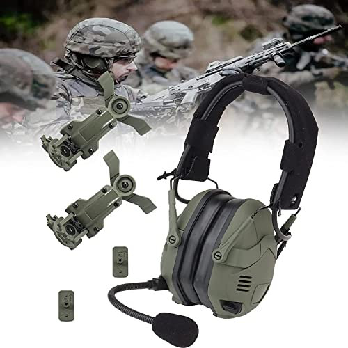Casque Tactique Chasse Tir Casque de Réduction de Bruit Tactical Headset pour OPS Core Arc Et Wendy M-Lok Casque Monté sur La Tête 2 en 1 Green