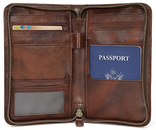 Polare Pelle Pieno Fiore Passaporto Custodia Della Copertura per Uomo RFID Blocco Portafoglio Da Viaggio Tiene 4 Passaporti, Caffè, Retro