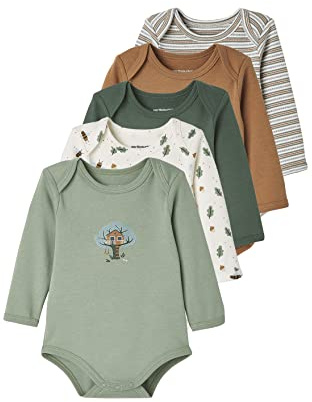 Vertbaudet 5er-Pack Baby Langarm-Bodys, Schlupfform pack dunkelkhaki 86