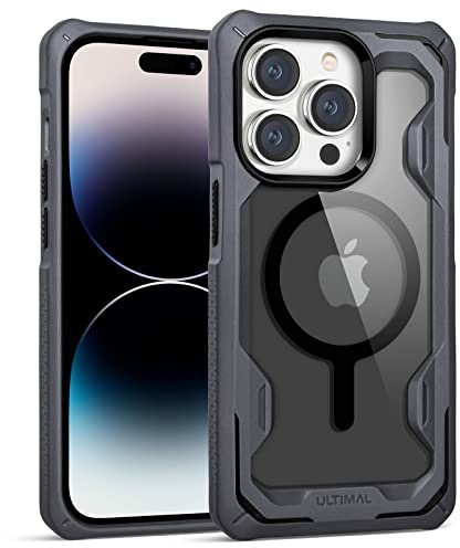 ULTIMAL Ultra für iPhone 14 Pro Max Hülle,Kompatibel mit MagSafe,Militärschutz Stoßfest Handyhülle,Leichtes TPU und Clear Schutzhülle für iPhone 14 Pro Max Case Grau