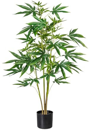 creativ home Kunstpflanze Zierhanf im Topf ca 90 cm. Künstliches Hanfgewächse. Hanf Zweige. Gras. GRÜN, 1921604-50