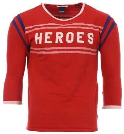 Scotch & Soda T-Shirt Marke Modell T-Shirt Manches 3/4 Rouge Homme Heroes