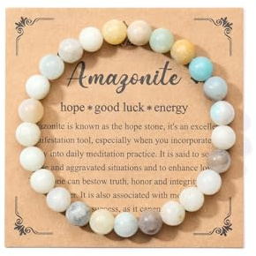 CrystalTears Healing Crystal Bracelet 8mm Natural Gemstone Bead Bracelets for Women Men Energy Quartz Crystal Stone Stretch Bracelet Gifts for Her Christmas Valentine