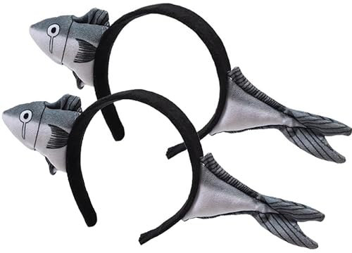 Lezevn Lot de 2 serre-têtes en forme de poisson en peluche pour Halloween, fête costumée