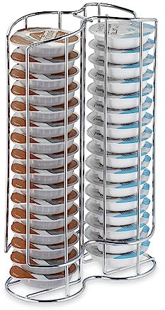 Relaxdays Kapselhalter kompatibel mit Tassimo, Kaffeepadhalter für 32 Kapseln, HxBxT: 29 x 18 x 8,5 cm, Metall, Silber