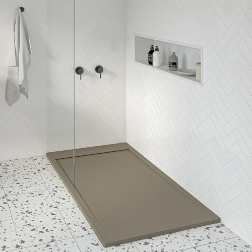 KOES - Plato de Ducha de Resina Modelo AMUR – 70x130 – Gris cuarzo RAL 7039