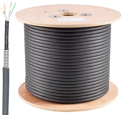 1aTTack.de - 1 x 100 m Cat. 6A FlexArmor, cable de red blindado de acero inoxidable U/FTP, color gris