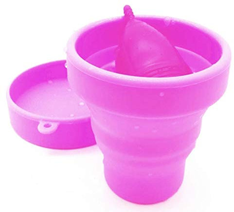 Menstrual Cups, 170ml Soft Silicone Foldable Mini Menstrual Cup Moon Cups for Periods Mooncup Menstrual Cup Period Cup Reusable Collapsible for Outdoor, Camping, Hiking (Blue)
