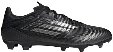 adidas Unisex-Adult F50 League Firm/Multi Ground Sneaker, Black/Iron Metallic/Gold Metallic, 14 Women/13 Men