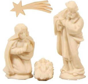 FADEDA 4X Bastelset Krippenfiguren/Höhe:4 cm/handbemalt/detailgetreue Krippen Figuren - Weihnachten Tisch Dekoration Krippe Zubehör