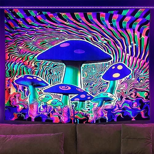Rubruan Wandteppich Wandtuch UV-Reaktiv Wandbehang – 3D Digital Bedruckt Farbenreich Dekostoff Dekoration für Wohnzimmer Schlafzimmer Party Urlaub