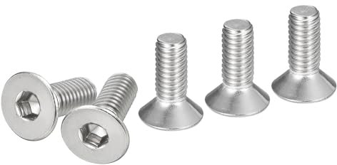DTGN Tornillos de Cabeza Hexagonal de Acero Inoxidable 304, M6-1 x 16 mm, Paquete de 50 Tornillos de Cabeza Plana con Hexágono Interior, Rosca Completa, Pernos Avellanados