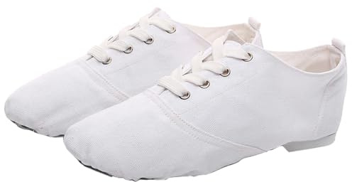 Scarpe da Jazz da Donna e Uomo in Tela con Suola in Pelle(Bianco 38EU)