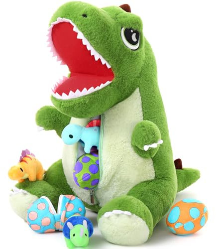 MorisMos Dino riesen Kuscheltier XXL,50cm Dinosaur Stofftier Plüschtier mit Baby im Bauch, Geburtstag Geschenk für Kinder Jungen