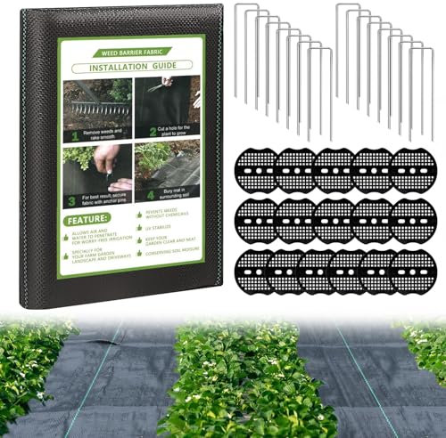 DAZZTIME Toiles de Paillage 1m x 20m,20㎡ Toile de Paillage Contre Les Mauvais Herbes,Toile Anti Mauvaises Herbes,Perméable à l'eau et Stable Aux UV,Bâche Anti Mauvaise Herbe Noir