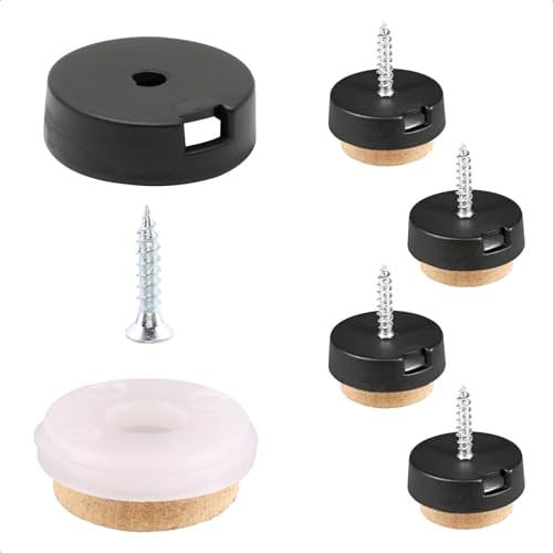 Wagner QuickClick® Filzgleiter Möbelgleiter Stuhlgleiter 4er-Set zum Anschrauben - 4X Basis+Schraube+Gleiteinsatz austauschbar - Spezialfaser SYNO - Durchmesser Ø 20 mm - Made in DE - 16782300