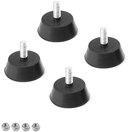 0XBIT 4 Pièces Pied de Meuble Reglable, Pied Reglable Amortisseurs en Caoutchouc, avec Filetage M6, Diamètre 32 mm Pied Caoutchouc, Haute Stabilité, pour Meubles, Équipement