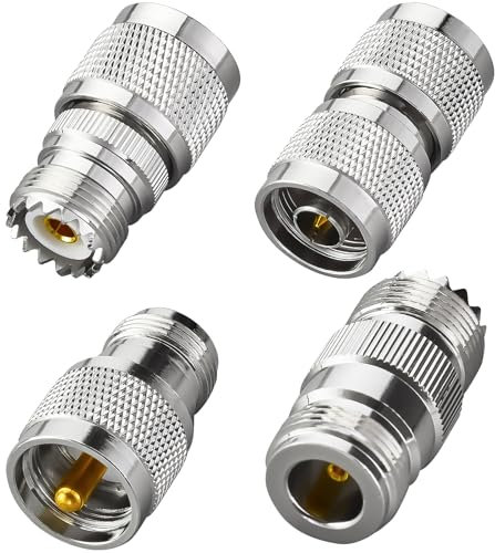 ACONRFTOL 4 Packs RF Koaxial Stecker Kit N auf UHF Adapter Kit N Stecker/Buchse auf UHF Stecker PL-259 SO-239 Antennenadapter für SWR, CCTV, Mikrowellenanwendungen