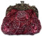 CORIOS Vintage 1920s Abendtasche Damen Floral Clutch Tasche Handgemachte Perle Handtasche Klein Tasche Elegante Schultertasche Kette Umhängetasche für Hochzeit Bankett-Party Abschlussball Weinrot