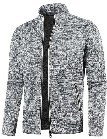UHouse Sweatjacke Herren ohne Kapuze Freizeit Jacke Oversize Übergangsjacke Sport Jacken Leichte Dünne Sportjacke Outdoor Trainingsjacke Herbst Bomberjacke Prime - Day Angebot 2025 Grau XL