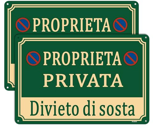 2pz Cartelli di proprietà privata sicurezza segni proprietà privata ha segni di sorveglianza in alluminio(Verde - Proprietà privata, 30 * 20cm)