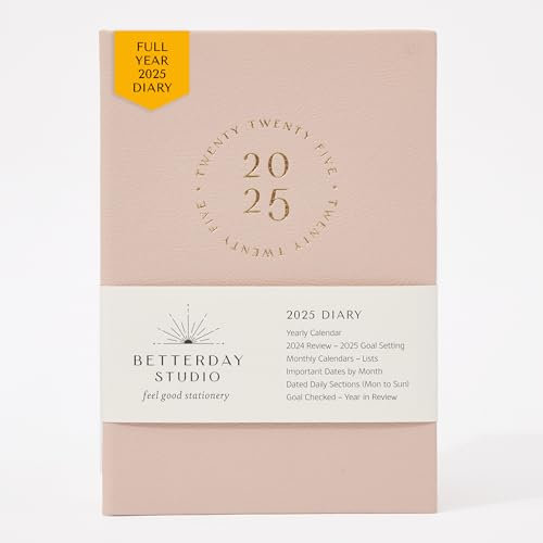 Terminplaner 2025 Kunstleder - Terminplaner 2025 A5 Wochenansicht - 160 Seiten, Tagesabschnitte, Ziele, Planung, Kalender, To-Do-Listen, Goldfolie, A5 Wochenansicht 2025 (Blush Pink)