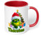 Geschenk zu Weihnachten: Tasse „Weihnachtgrinch-Mann“ personalisiert mit Namen - Adventszeit, Keramik, ca. 330ml, Rot